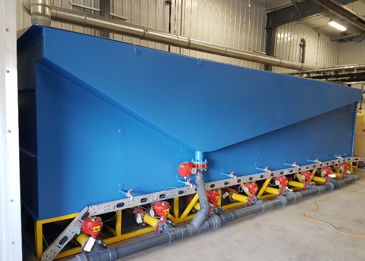Soneera continuous-flow electroflocculation unit installed inside the treatment facility